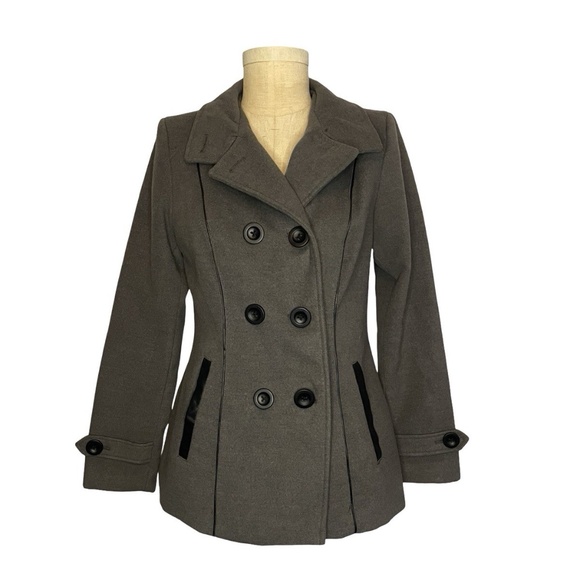Croft & Barrow Womens Peacoat Sz Small Charcoal Gray Pea Coat - Picture 1 of 4